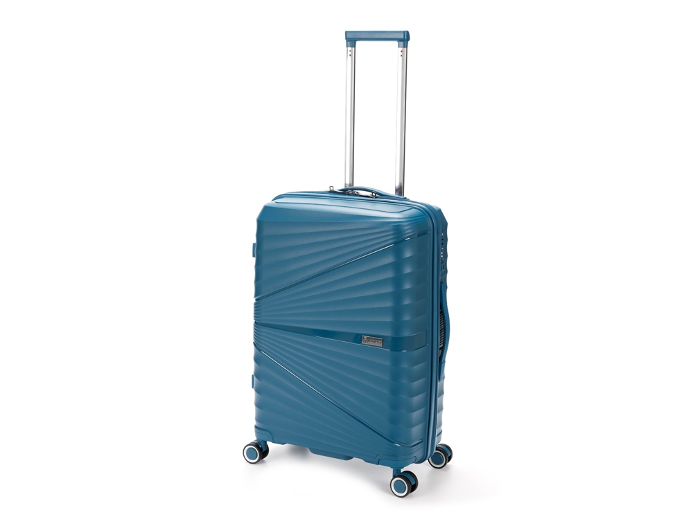 Чемодан TORBER НЕВО, синий, полипропилен, 45 х 26 х 66 см, 66 л