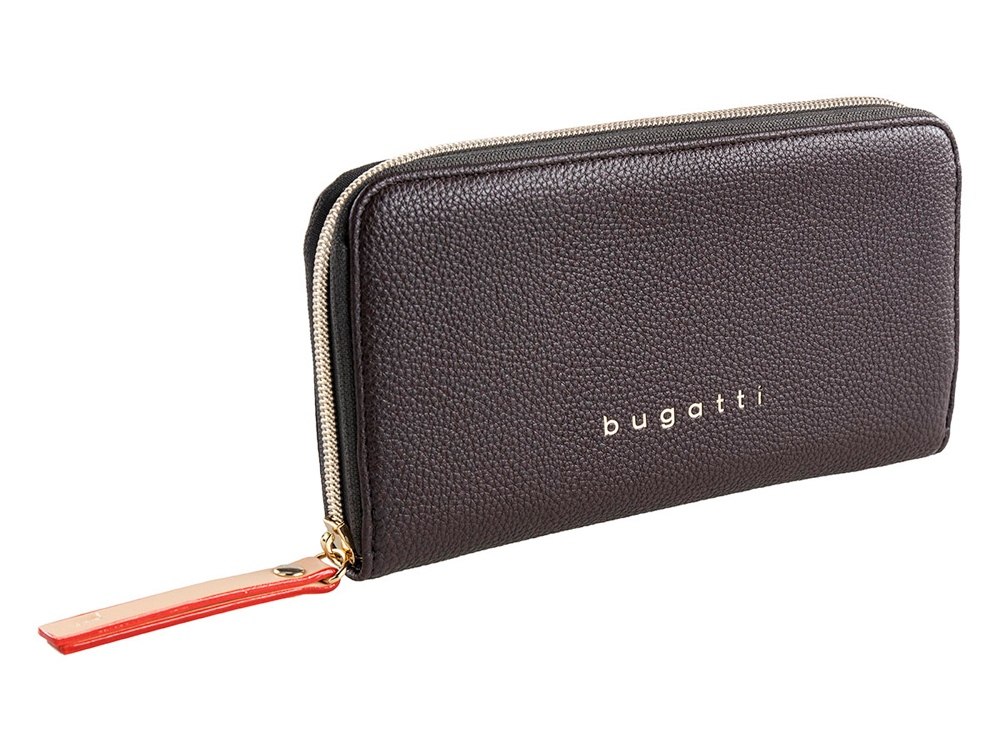 Кошелёк женский BUGATTI ЭЛЛА | ELLA, тёмно-коричневый, полиуретан, 19х2х10 см
