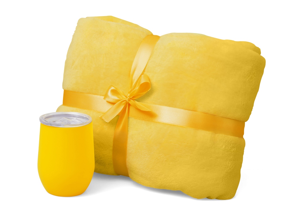 Подарочный набор Dreamy hygge 2.0 с пледом и термокружкой, желтый