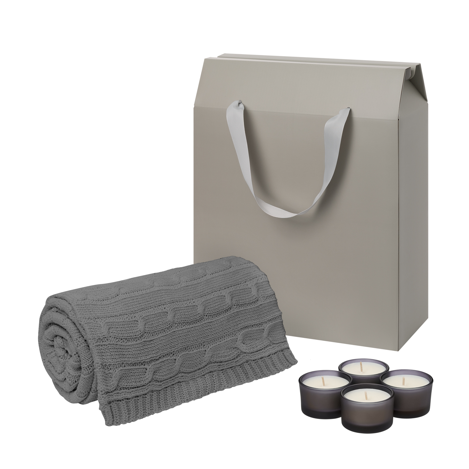 Подарочный набор Sento, Fado, серый (свечи, плед)