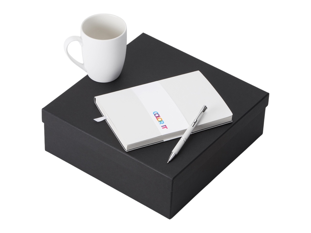 Подарочный набор с блокнотом С1, металлической ручкой и кружкой, белый