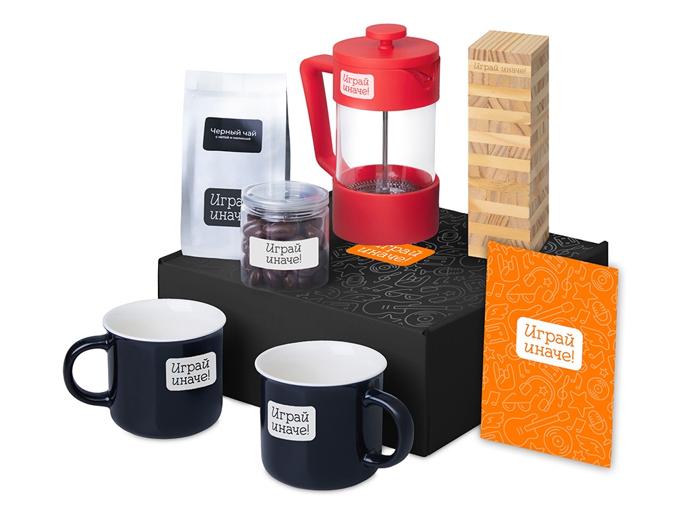 Подарочный набор Re:y. Together  с френчпрессом, кружками и дженгой