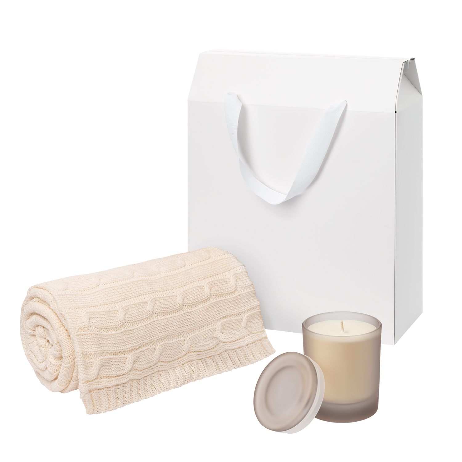 Подарочный набор Mizu, Fado, бежевый (свеча, плед)