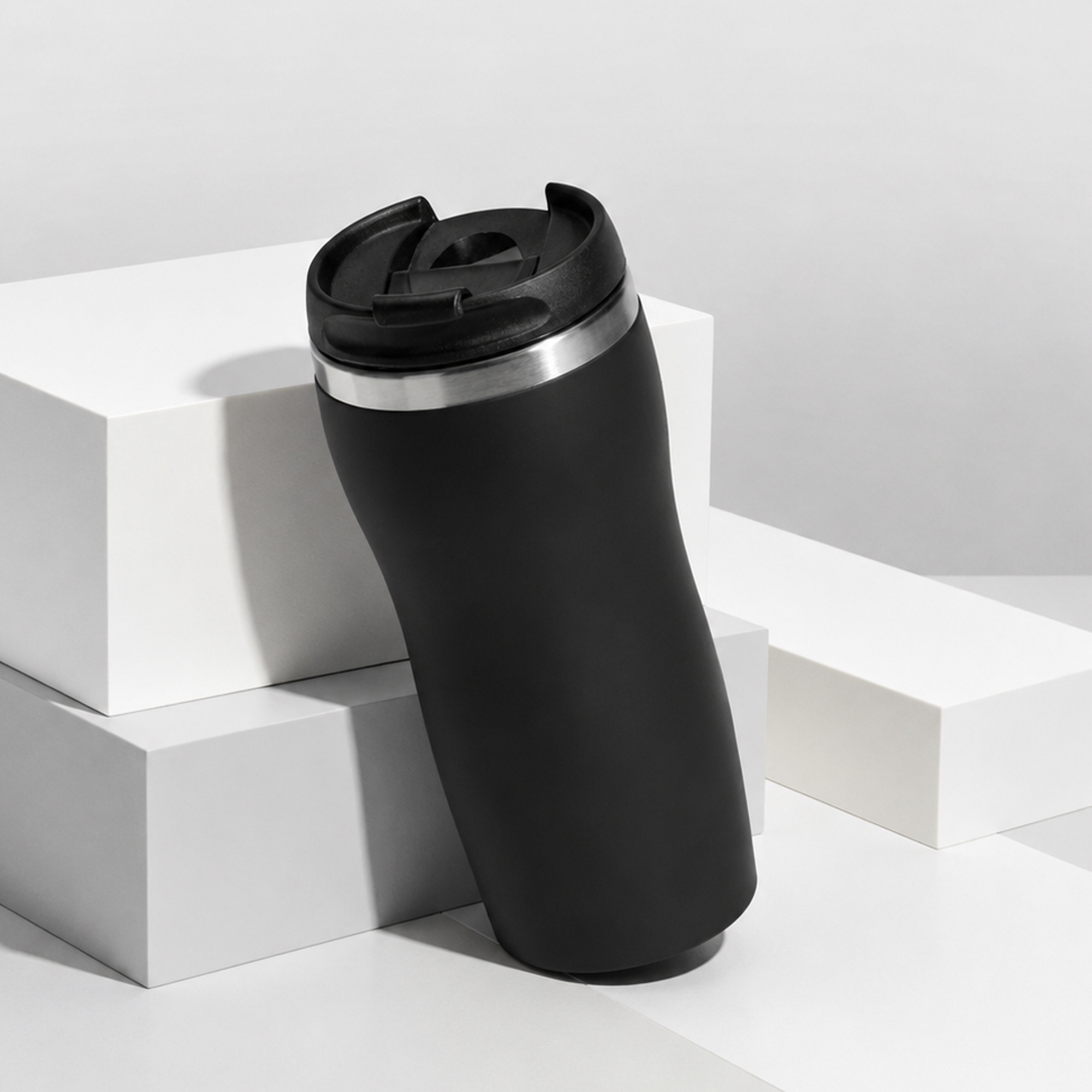 Термокружка Double wall mug C1, soft touch, 350 мл, черный