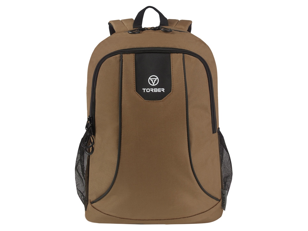 Рюкзак TORBER РАКЕТА с отделением для ноутбука 15,6, коричневый, полиэстер 600D, 46 х 30 x 13