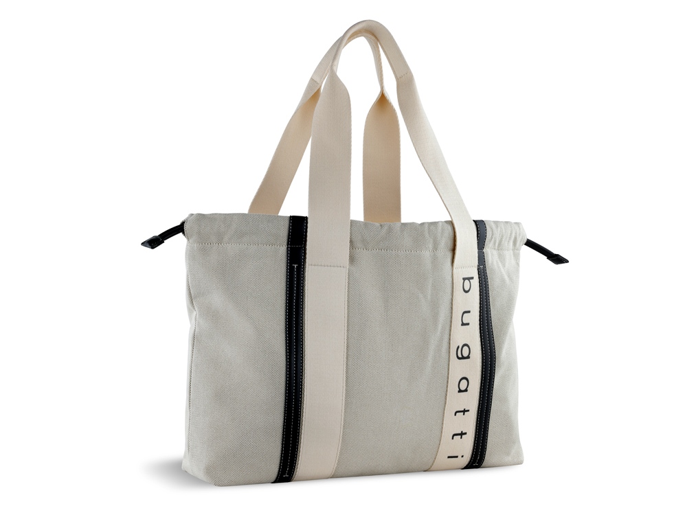 Сумка-шоппер женская BUGATTI АМБРА | AMBRA, бежево-черный цвет, хлопок/полиэстер, 45х10х34 см