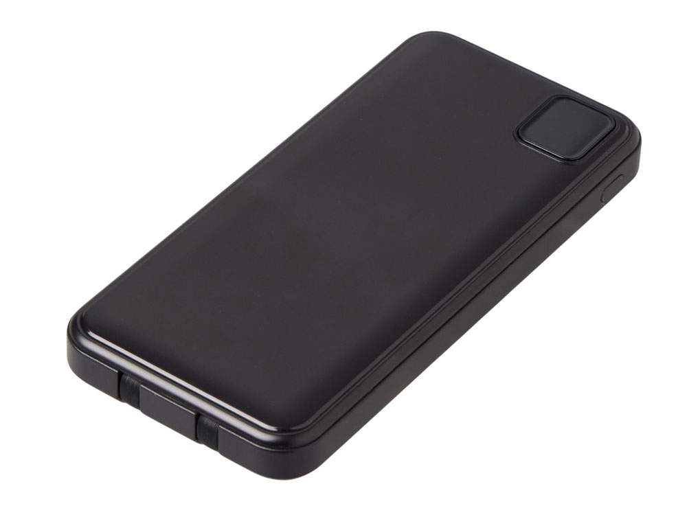 Внешний аккумулятор со встроенными кабелями Фрэйм Квик, быстрая зарядка, 10000мач, черный