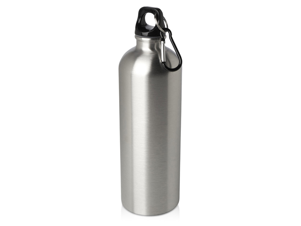 Одностенная бутылка для воды с карабином Oregon, изготовленная из нержавеющей стали, сертифицированной по стандарту RCS, объемом 750 мл - Серебряный