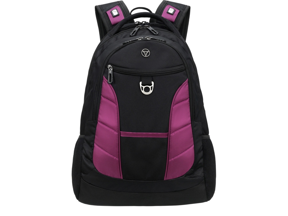 Рюкзак TORBER ПРОРЫВ с отделением для ноутбука 15, чёрный/бордовый, полиэстер 600D, 35x20x47 см, 33л