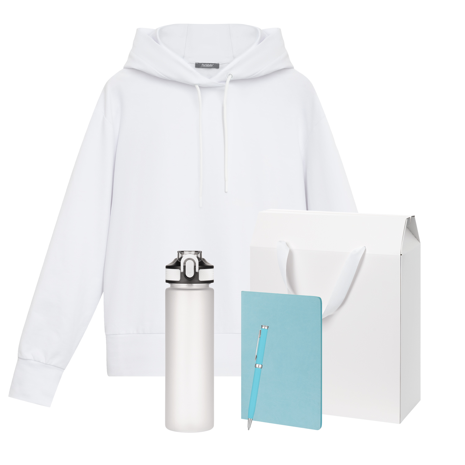 Набор с одеждой ALEX (худи, бутылка, блокнот, ручка), голубой, M