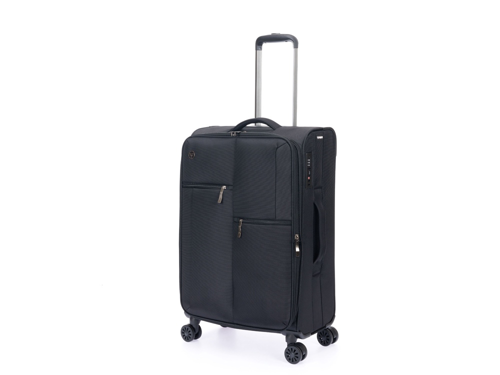 Чемодан TORBER СЕЙД, чёрный, нейлон 600D, 43,5 х 25 х 68 см, 56 л