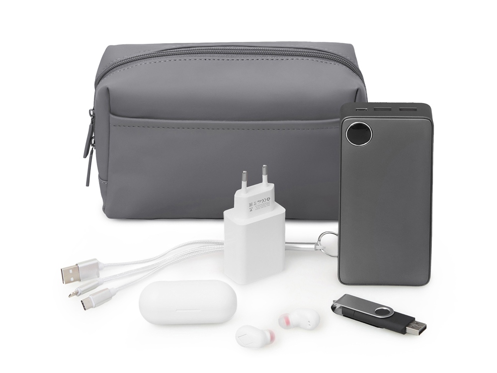 Органайзер для электроники и проводов из искусственной кожи Sofit, серый