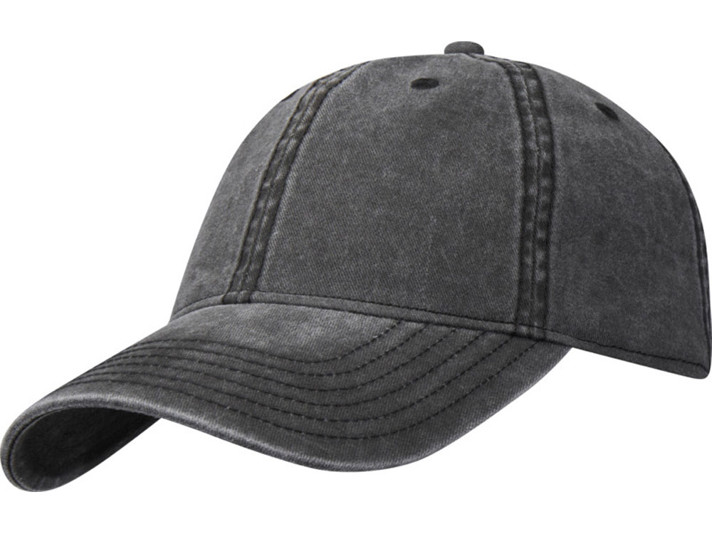 Графтон 6-панельная промытая кепка, черный