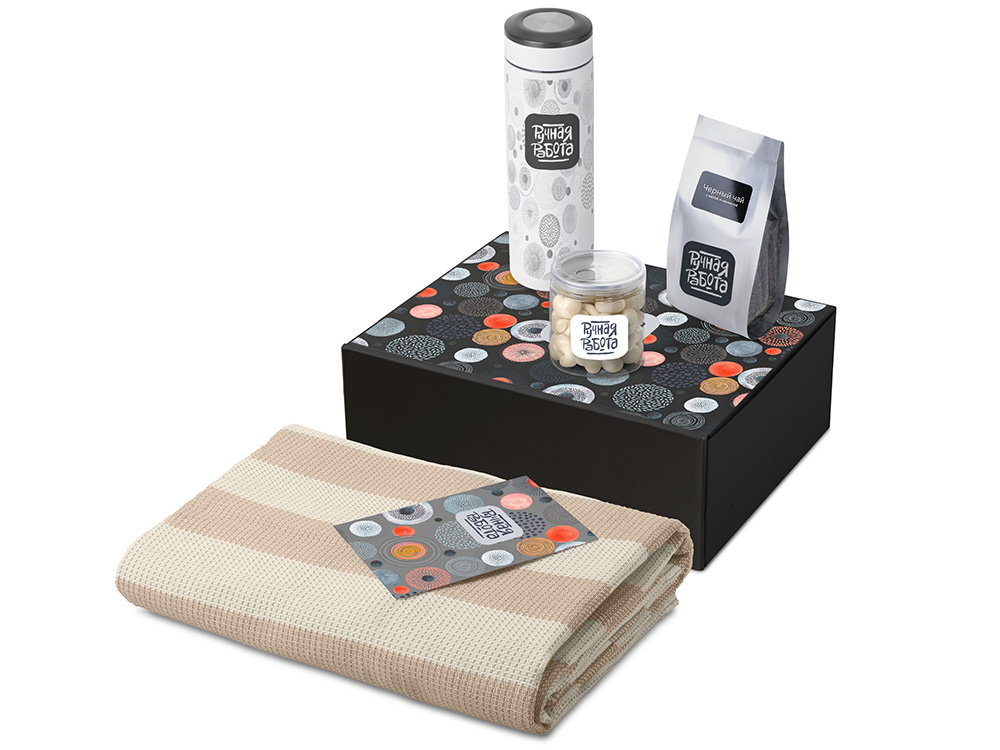 Подарочный набор Re:y. Warm с пледом, термосом и чаем