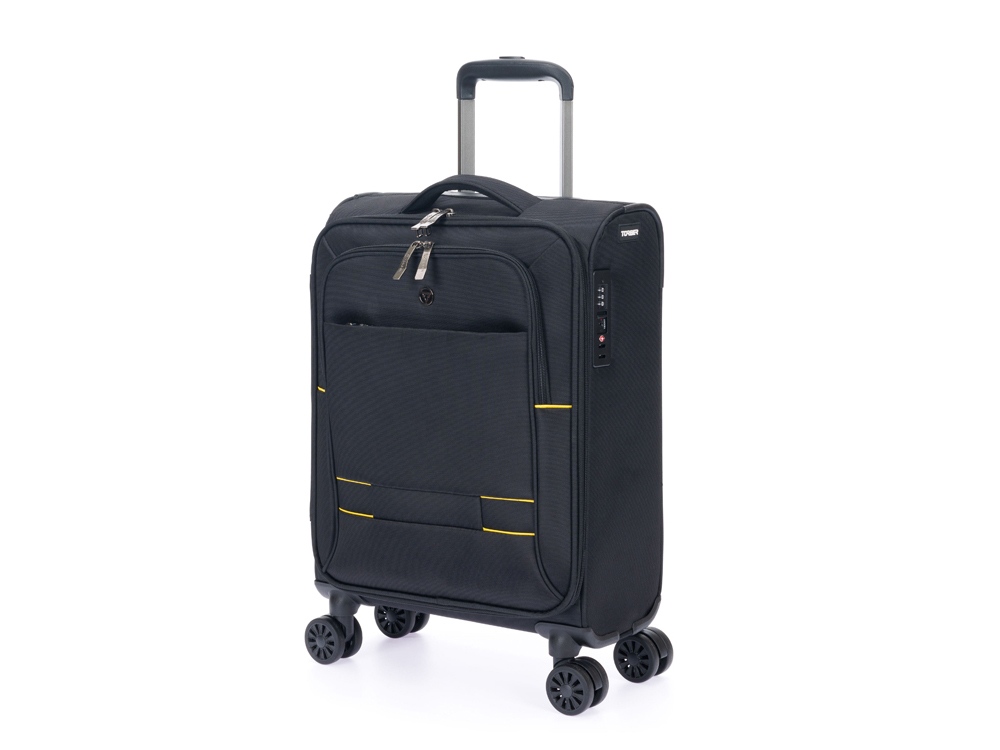 Чемодан TORBER БРОСНО, чёрный, нейлон 600D, 36,5 х 20 х 54 см, 32 л