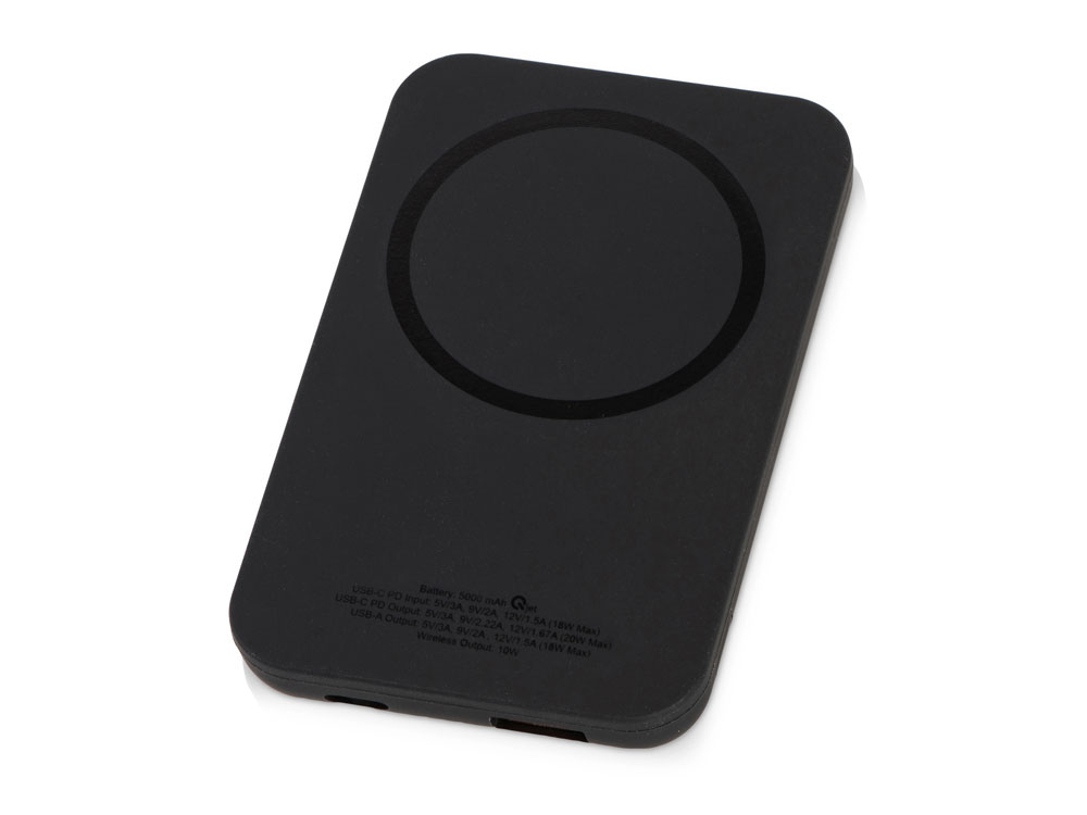 Магнитный беспроводной внешний аккумулятор MagnetIQ, 5000 mah, 10 W, черный (Р)
