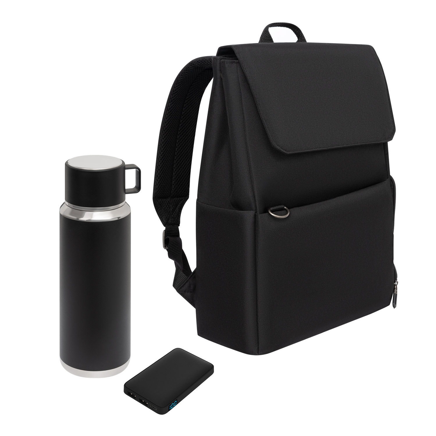 Подарочный набор Marco, черный (термос, ЗУ, рюкзак)