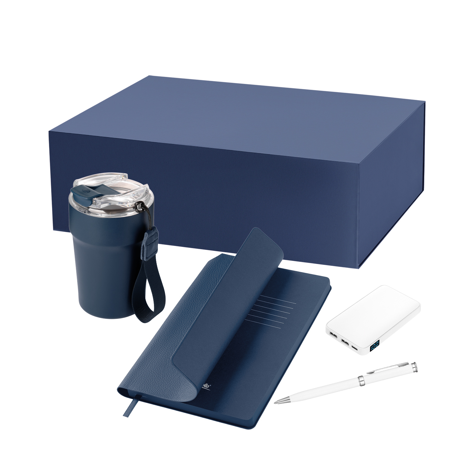 Подарочный набор Monaco, синий (термокружка, аккумулятор, ежедневник, ручка)