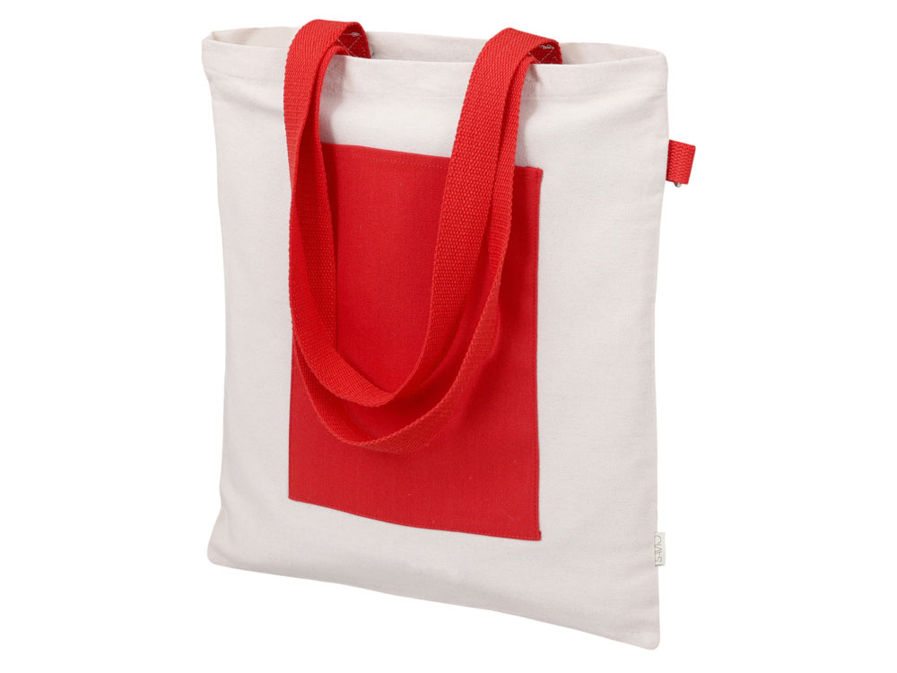 Сумка для покупок Тема из переработанных материалов с наружным цветным карманом, красный