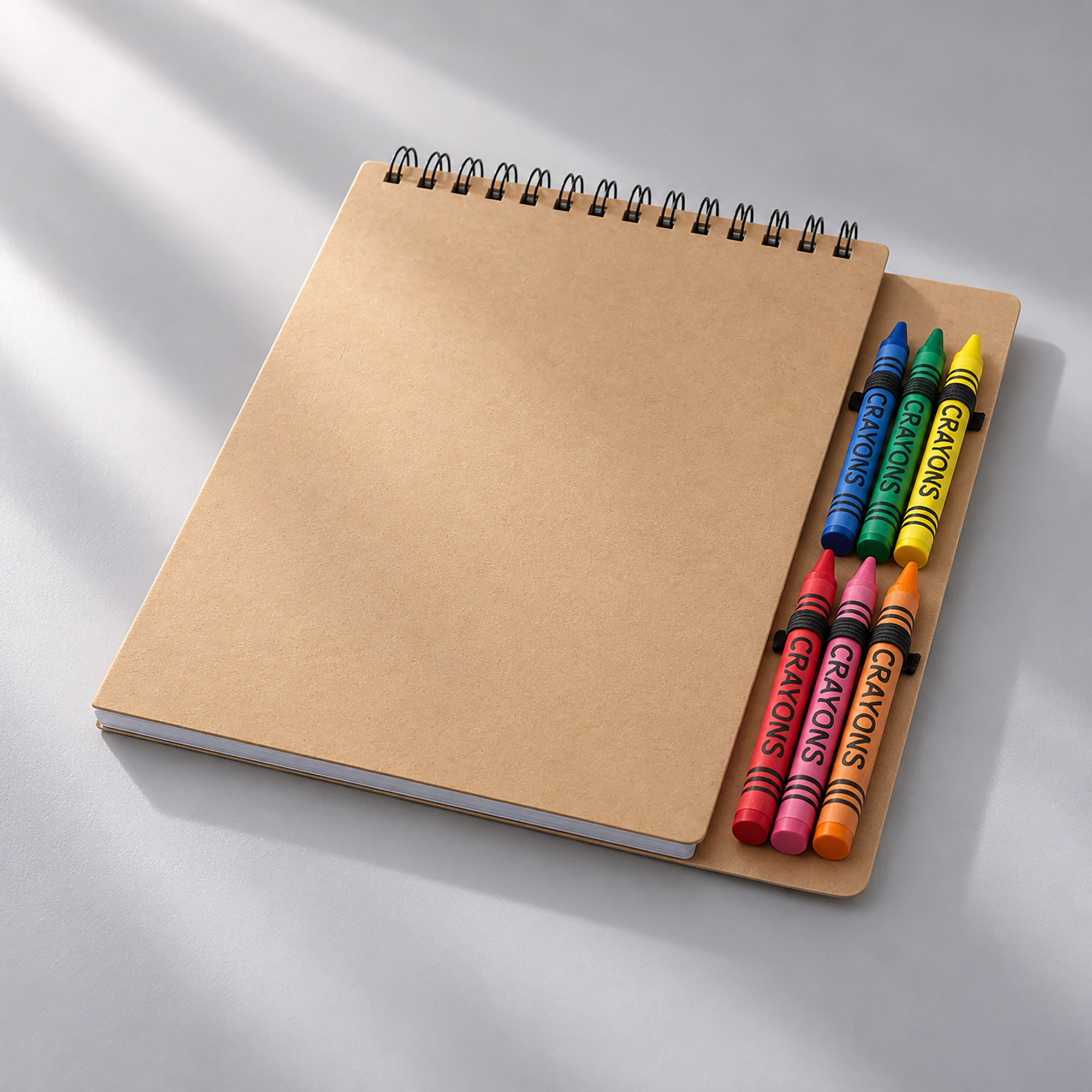 Doodle блокнот формата А5 с мягкой обложкой на спирали и набор мелков - Натуральный