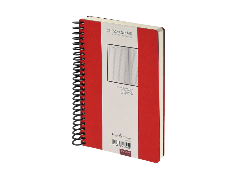 Ежедневник недатированный на спирали А5 Agenda, красный (Р)