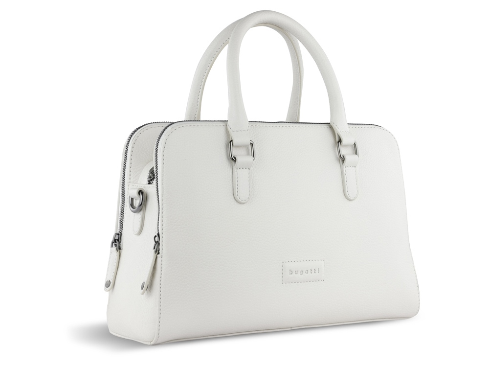 Сумка женская BUGATTI ЭЛЬЗА | ELSA, белая, воловья кожа/полиэстер, 32х13х22 см