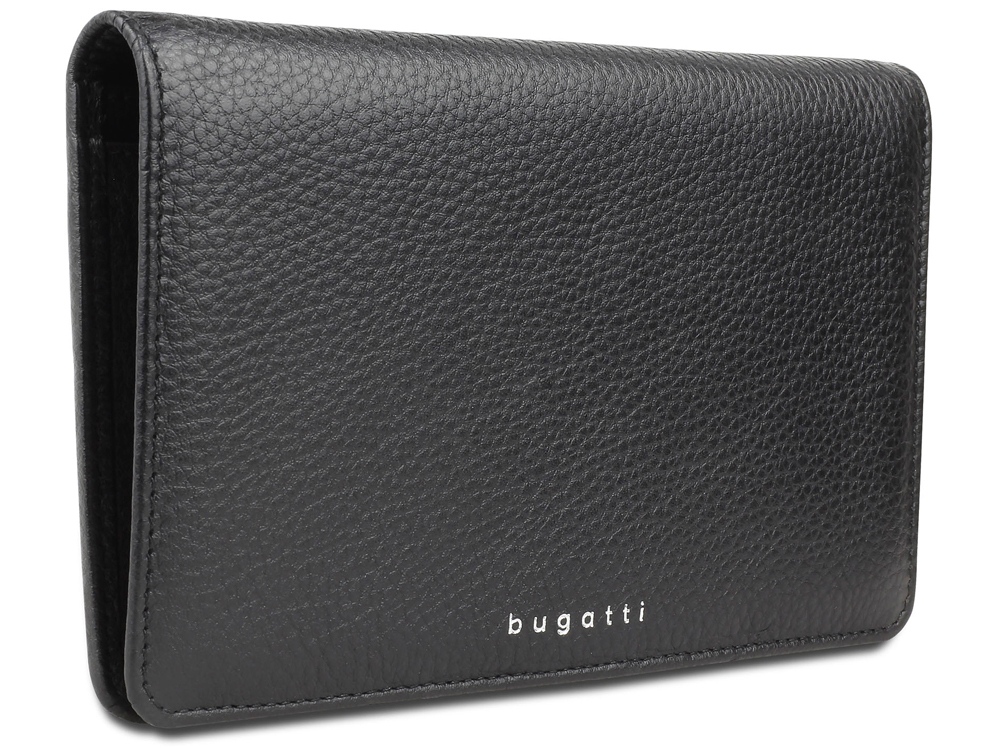 Кошелёк женский BUGATTI СУПЕР ЛЕДИ | LADY TOP, чёрный, натуральная воловья кожа, 19,5х2х11,2 см