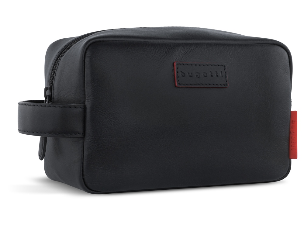 Несессер дорожный BUGATTI КЛАРК | CLARK, чёрный, воловья кожа/полиэстер, 20х10х13 см, 2,5 л