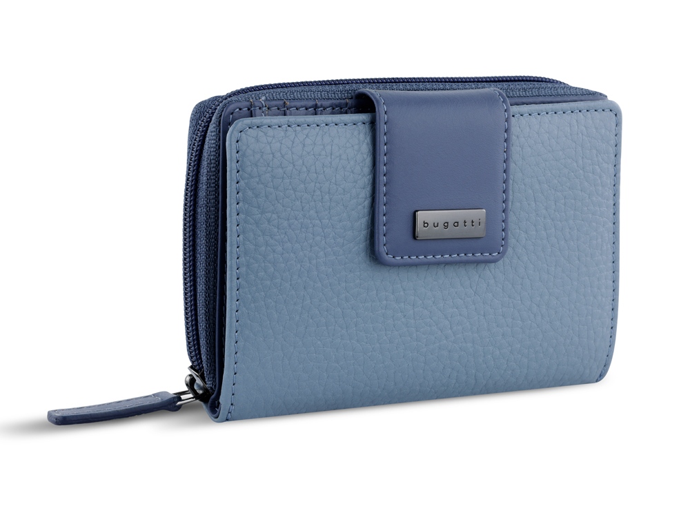 Кошелёк женский BUGATTI СИНА | SINA, голубой, воловья кожа/полиэстер, 13,7х3х9,5 см