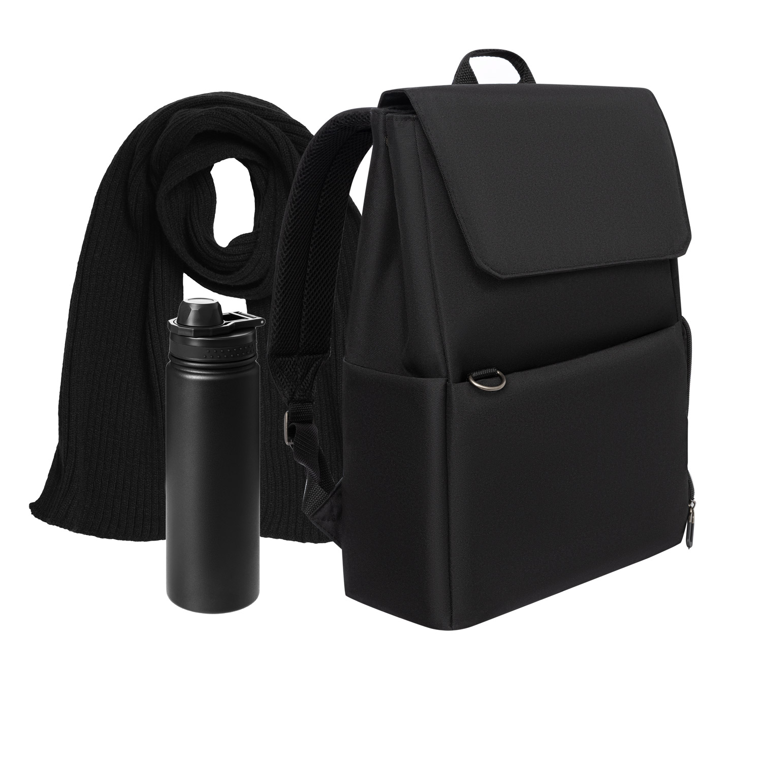 Подарочный набор Marco, черный (шарф, термобутылка, рюкзак)