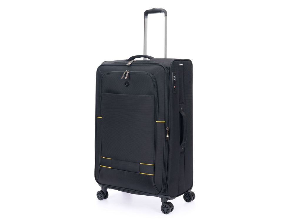 Чемодан TORBER БРОСНО, чёрный, нейлон 600D, 48 х 30 х 78 см, 85 л