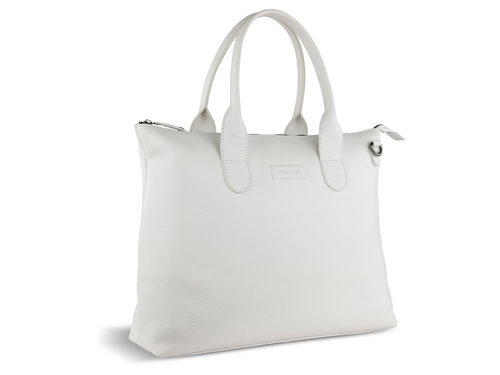 Сумка-шоппер BUGATTI ЭЛЬЗА | ELSA, белая, воловья кожа/полиэстер, 46х11х31,5 см