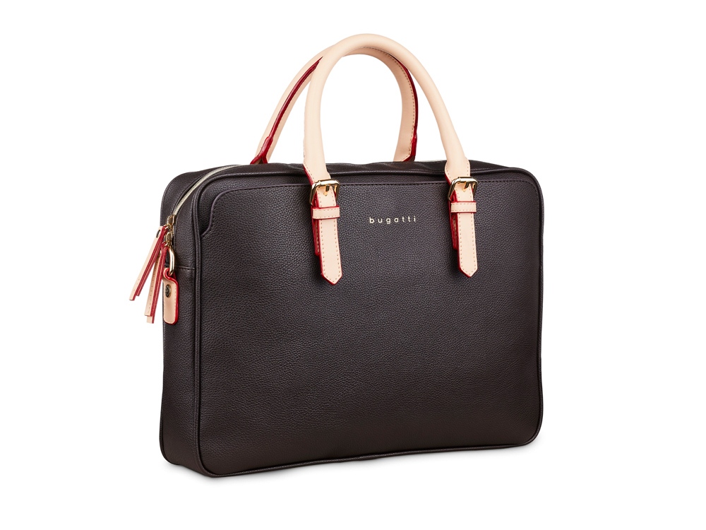 Портфель женский BUGATTI ЭЛЛА | ELLA 15'', тёмно-коричневый, полиуретан, 38х6х27,5 см