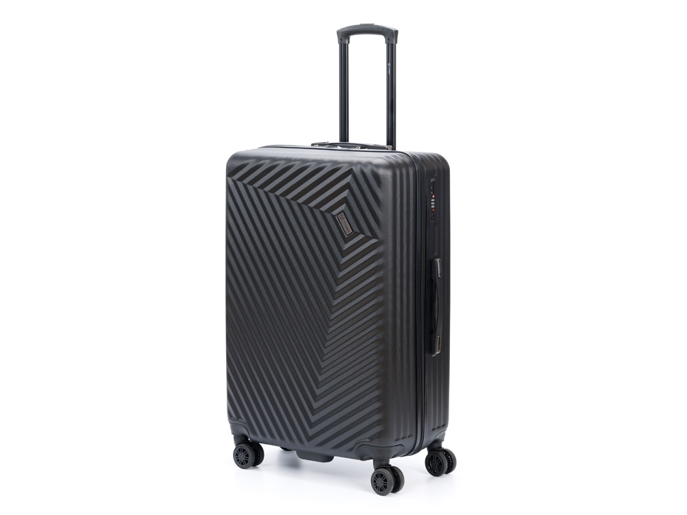 Чемодан TORBER ЛАМА, чёрный, ABS-пластик, 49 х 29,5 х 77 см, 92 л