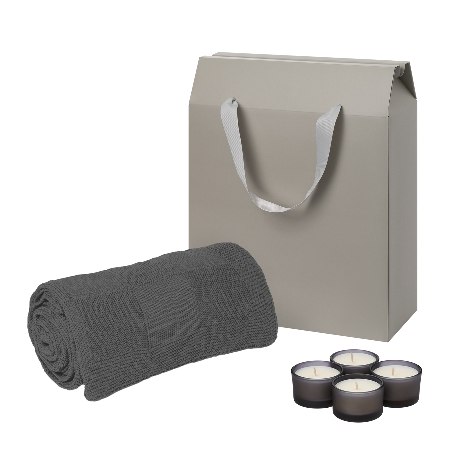 Подарочный набор Sento, Cella, серый (свечи, плед)