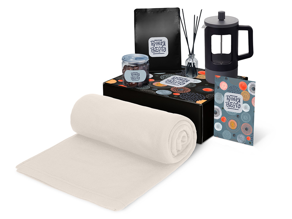 Подарочный набор Re:y. Vive с пледом, френч-прессом и кофе