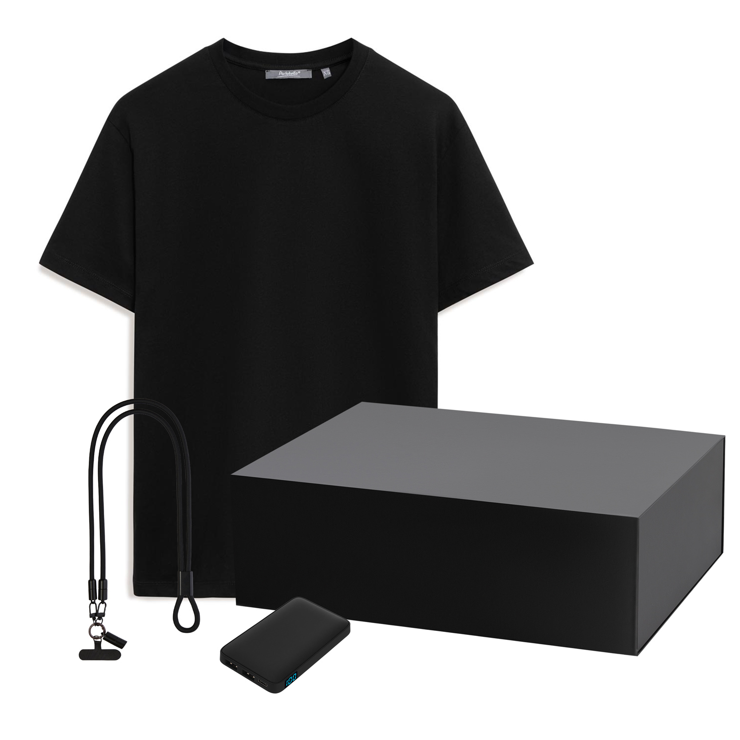 Набор с одеждой KRIS (футболка, аккумулятор, кабель-ланьярд), черный, XL