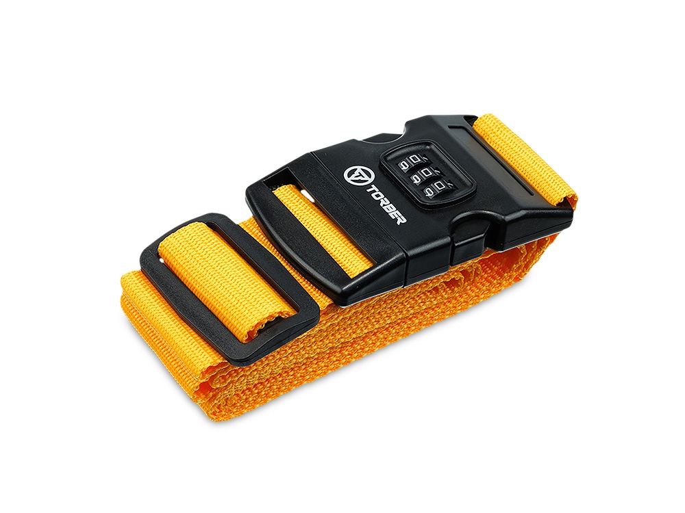 Ремень для чемодана Torber, желтый, 182 х 5 см