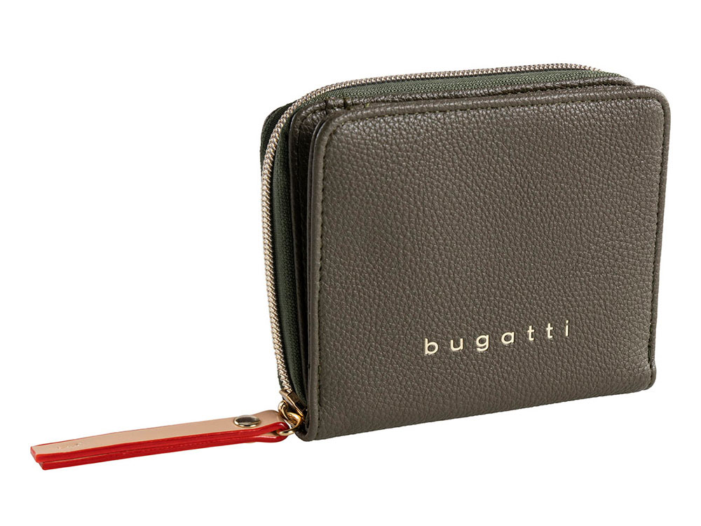 Кошелёк женский BUGATTI ЭЛЛА | ELLA, оливковый, полиуретан, 12х3х10 см
