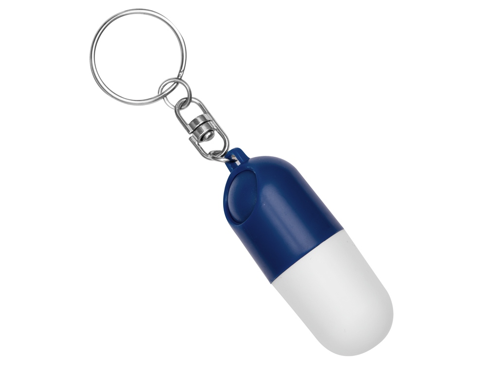 Таблетница в форме брелка Capsule, белый/синий