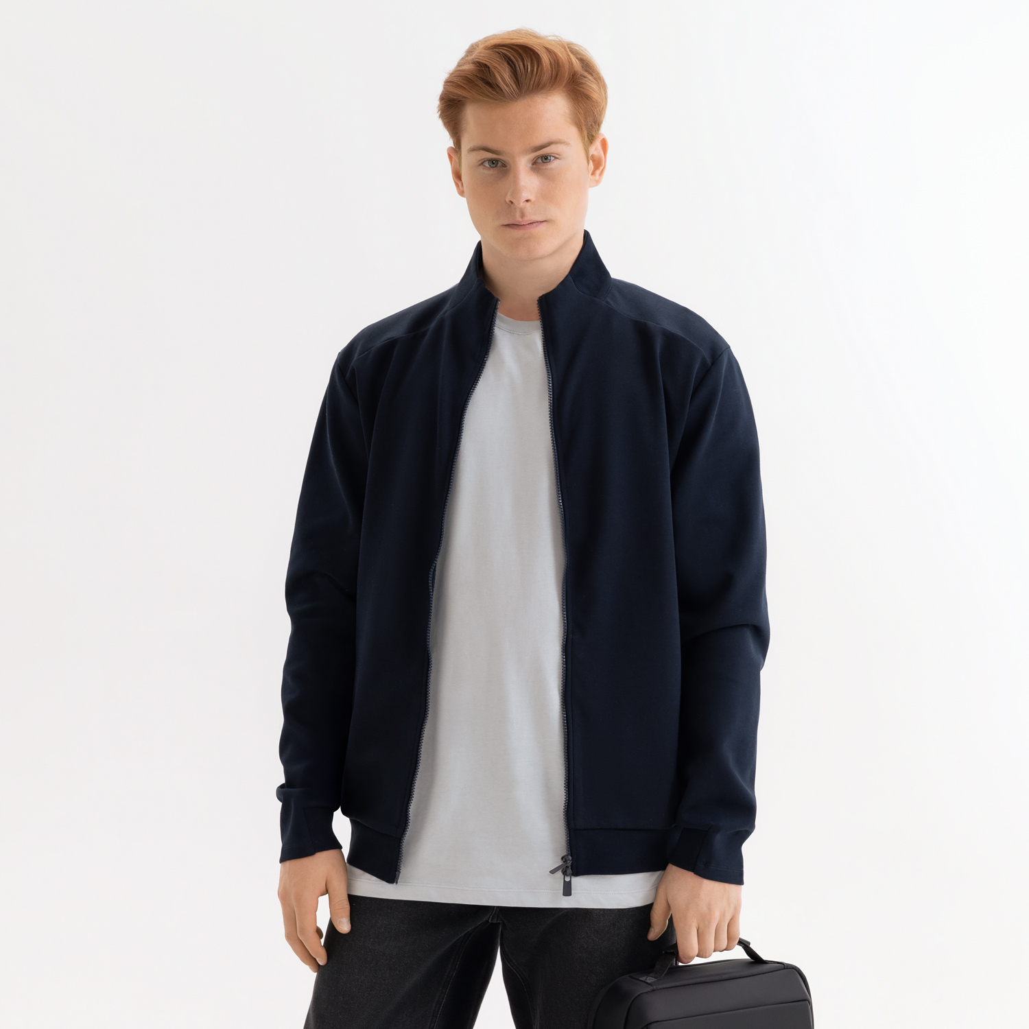 Толстовка на молнии ASTIN темно-синяя, размер L