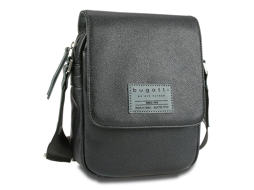 Сумка наплечная BUGATTI МОТОБАЙК D | MOTO D, чёрная, полиуретан, 18х6х24 см, 2 л