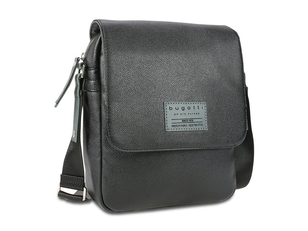 Сумка наплечная BUGATTI МОТОБАЙК D | MOTO D, чёрная, полиуретан, 25х8х30 см, 4 л
