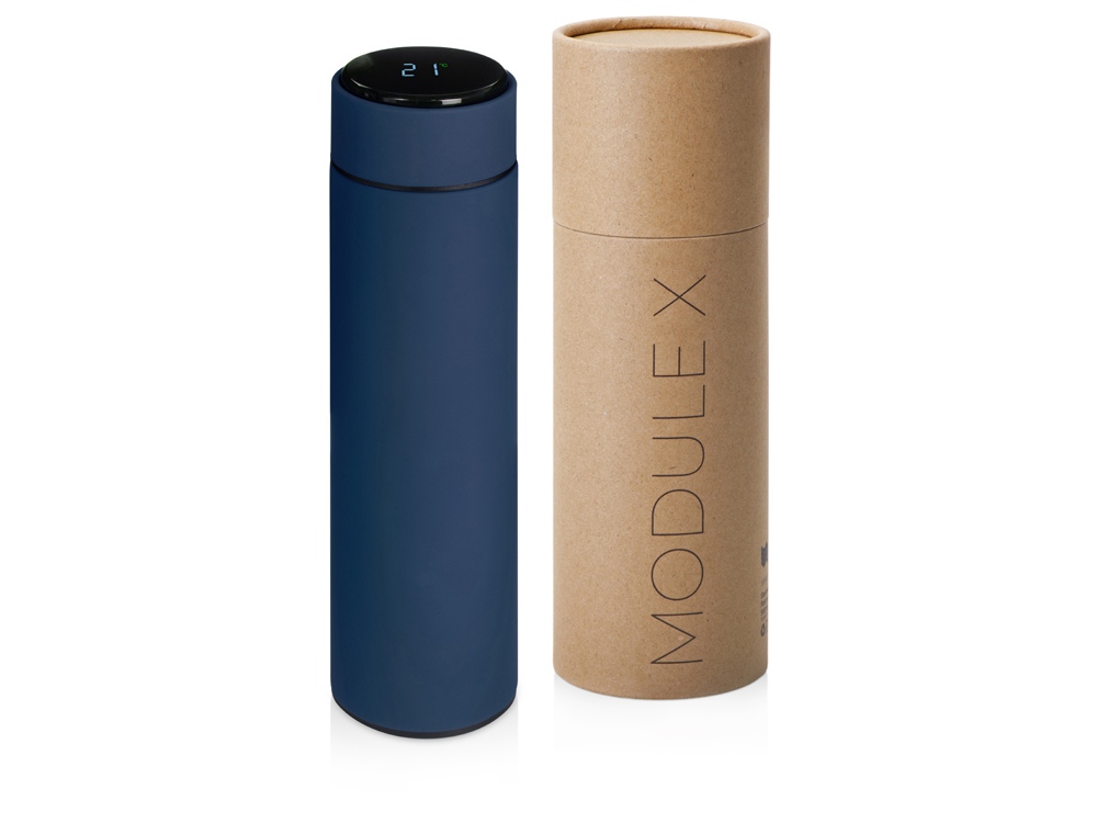 Вакуумный термос Module X с индикатором температуры, 500 мл, тубус, темно-синий