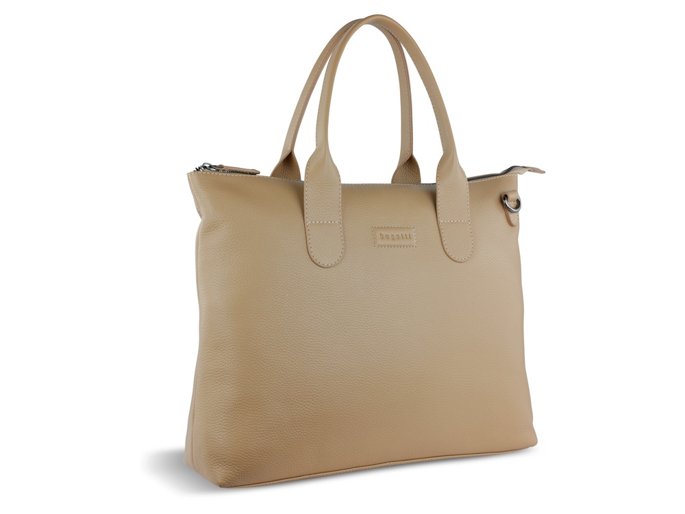 Сумка-шоппер BUGATTI ЭЛЬЗА | ELSA, песочного цвета, воловья кожа/полиэстер, 46х11х31,5 см