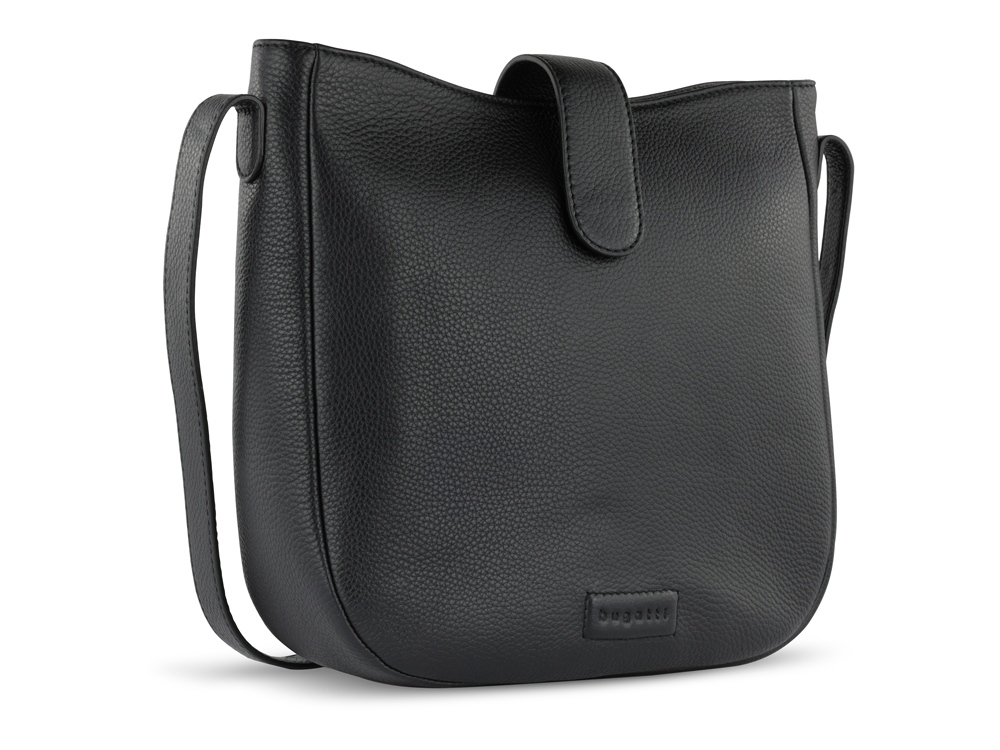 Сумка женская BUGATTI ЭЛЬЗА | ELSA, чёрная, воловья кожа/полиэстер, 29х8х27 см