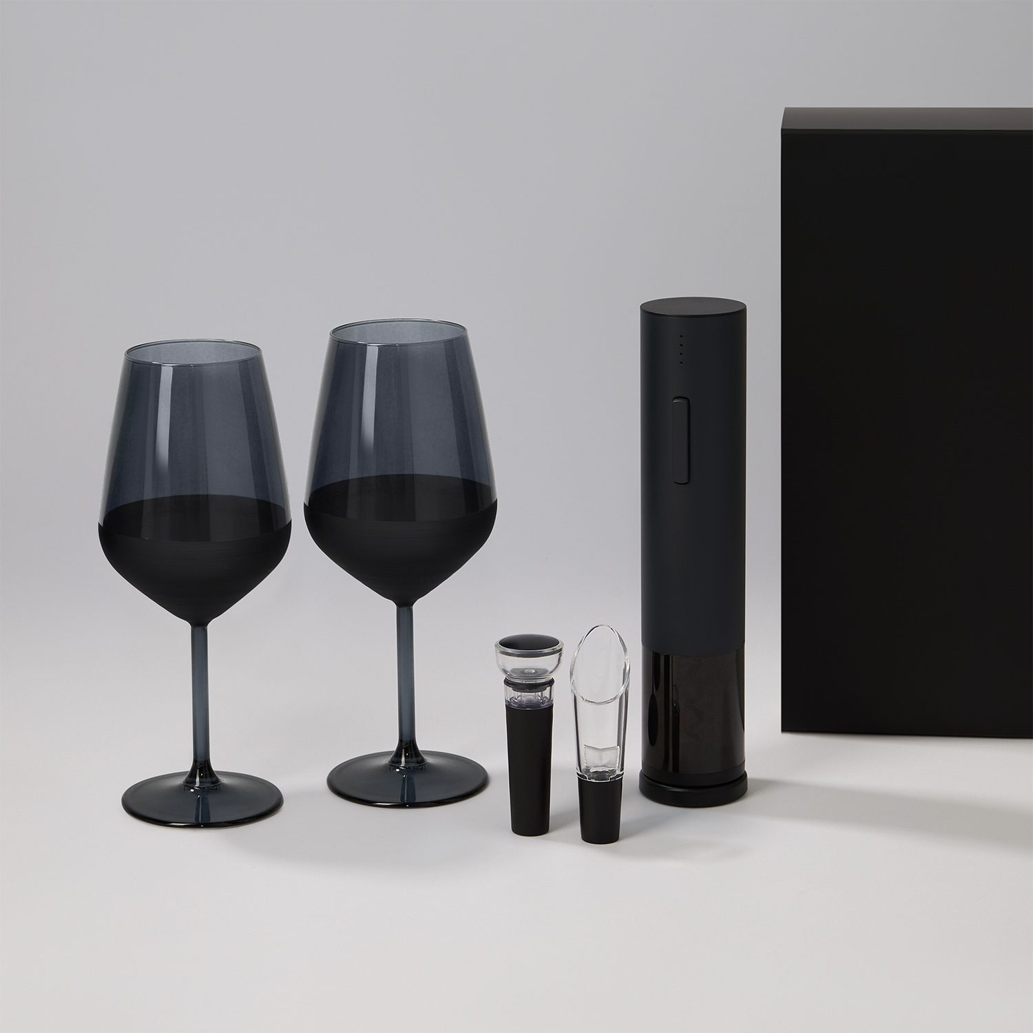 Подарочный набор 2 бокала для вина Black Edition + набор для вина Sacramento в черной коробке