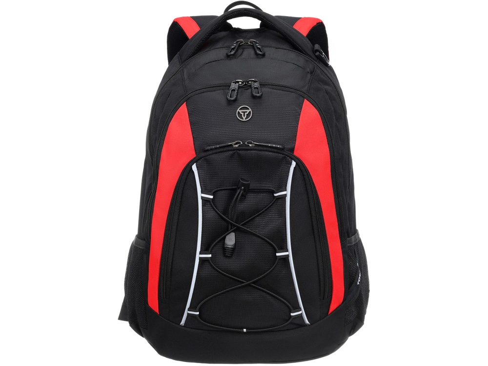 Рюкзак TORBER РАКЕТА с отделением для ноутбука 15, черный/красный, полиэстер, 33х19х45 см, 28 л