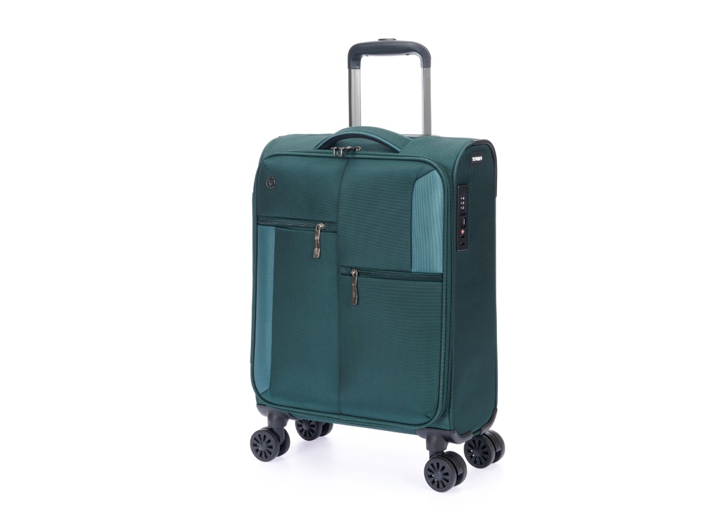 Чемодан TORBER СЕЙД, тёмно-зелёный, нейлон 600D, 36,5 х 19 х 54 см, 32 л