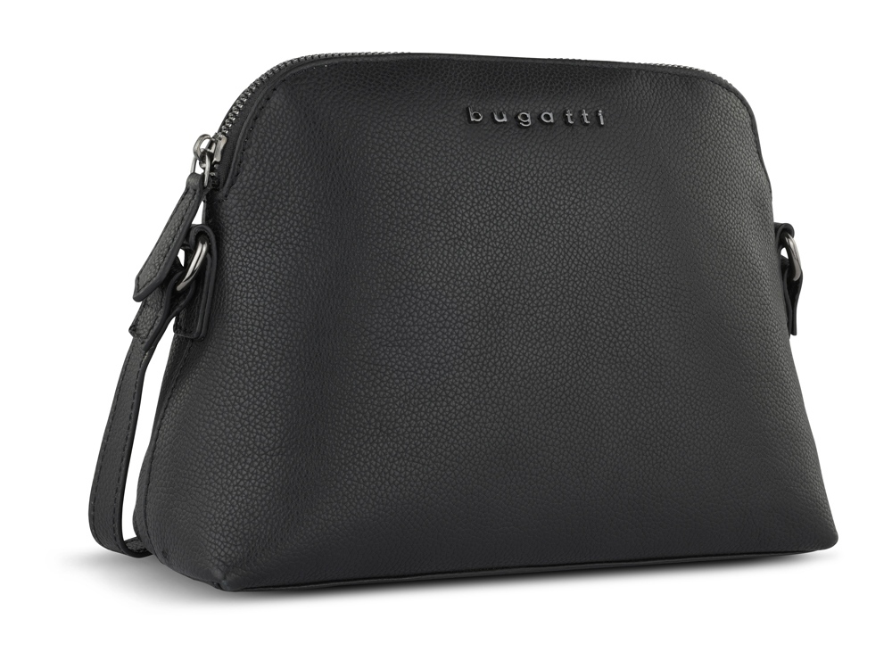 Сумка наплечная женская BUGATTI БЕЛЛА | BELLA, чёрная, воловья кожа/полиэстер, 23х8х17 см